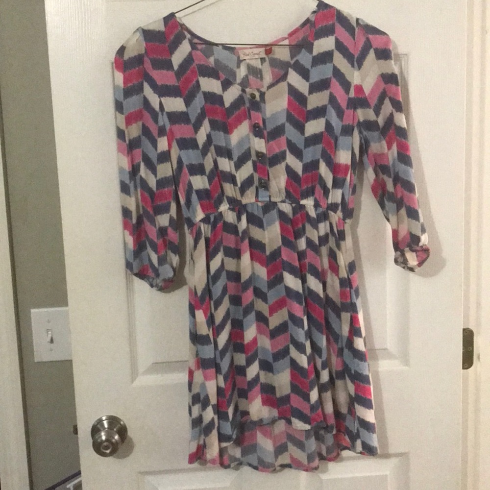 Red camel dress with pockets.